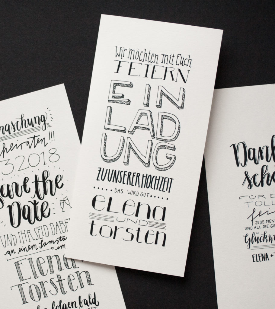 Handlettering Einladungen Hochzeit Papeterie