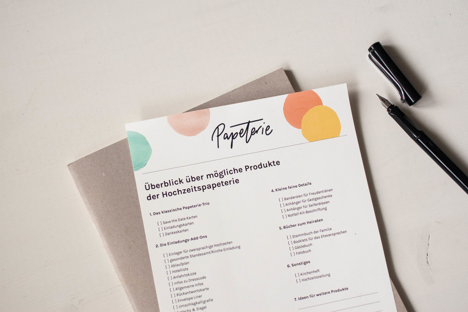 Checkliste Papeterie zur Hochzeitsplanung