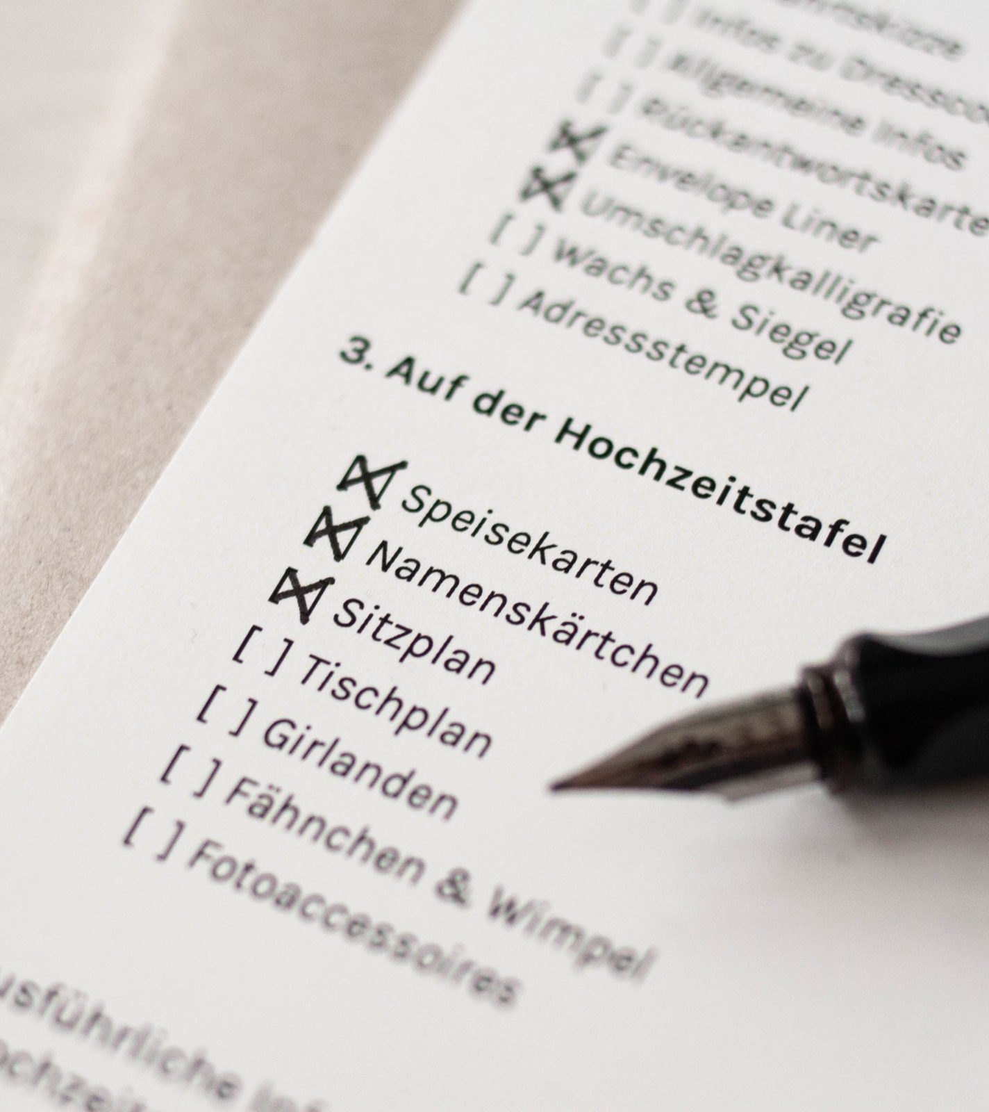 Checkliste Papeterie Hochzeitsplanung