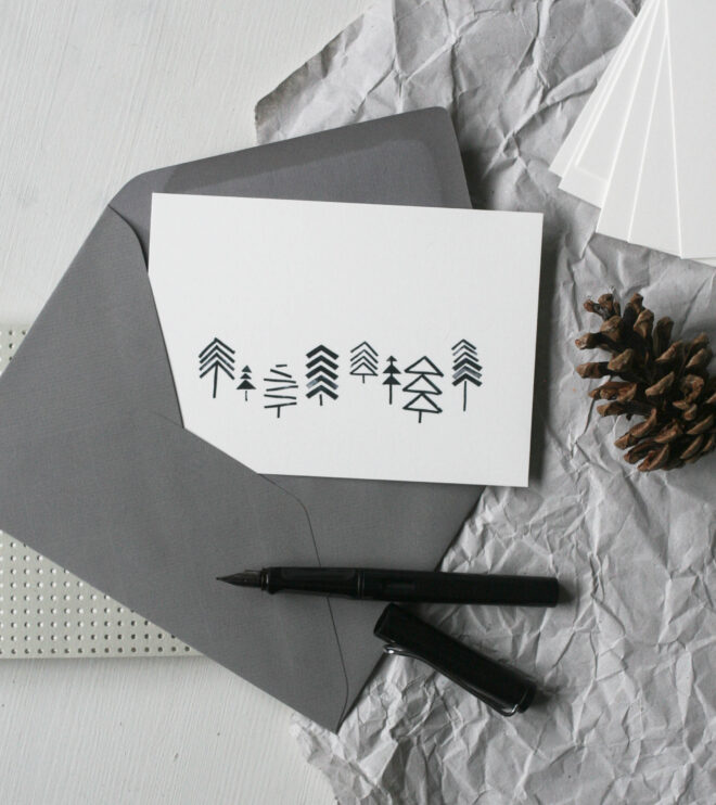 Schlichte Weihnachtskarten im minimalistischen Design als A6 Postkarten